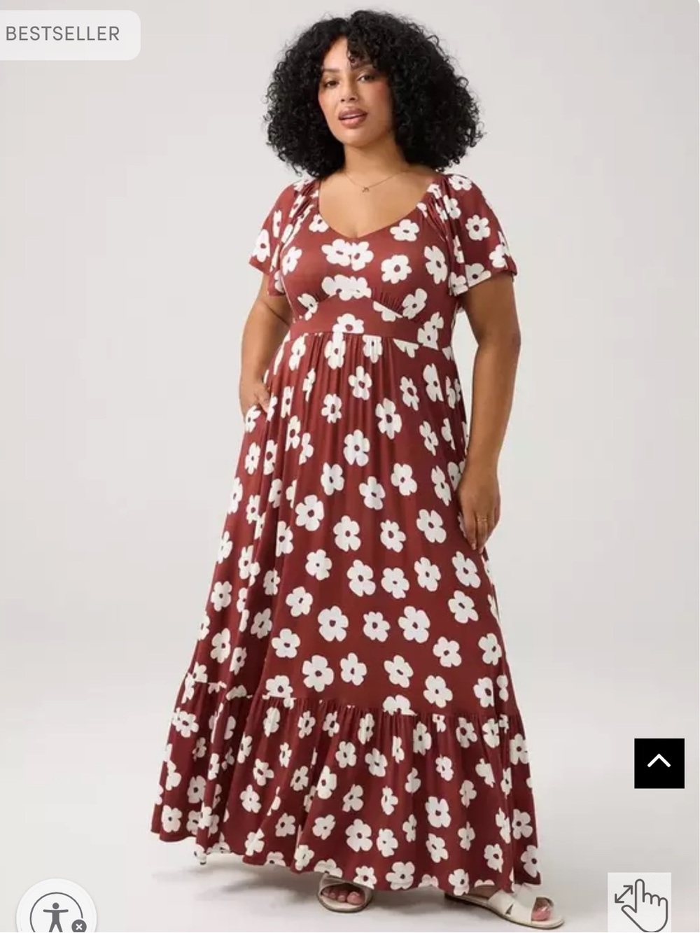 Torrid Super Soft Daisy Mod Vintage Floral Flutter Sleeve Maxi Dress 00 Large